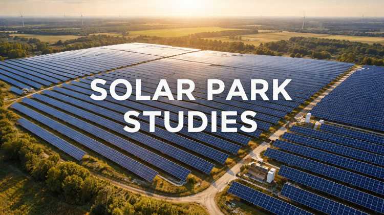generate a realstick and write image Solar Park Studies without human and content